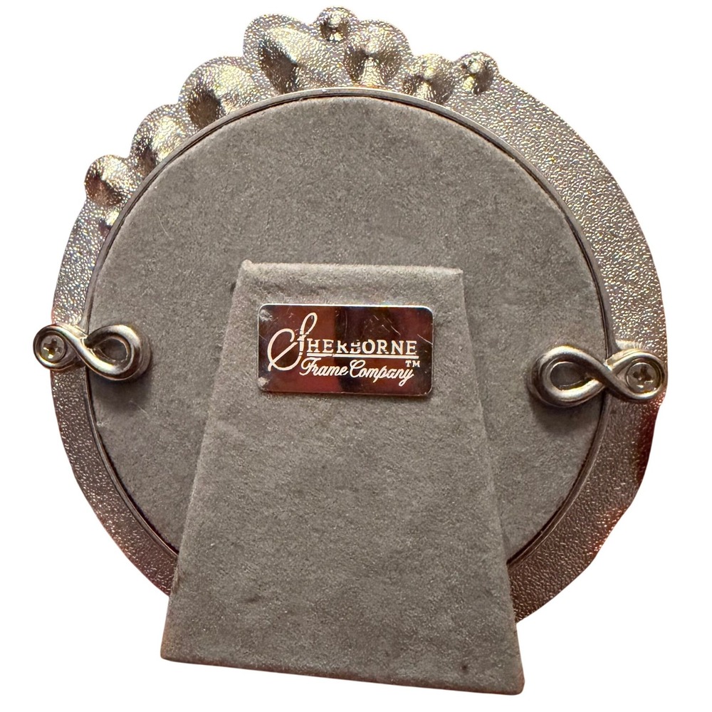 Sherborne Frame Co Ornate Round Picture Frame Crystal Embellished Silver Tone 3" - Picture 2 of 8
